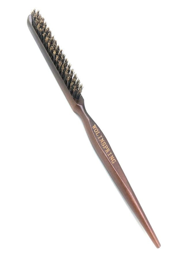 WOLINSPRING Boar Bristle Style Softness and Shine Teasing Brush with Rat Tail Handle for Edge Control Back Brushing and Combing Smoothing Create Volume Slicking Hair Back Into Bun or Ponytail (GT-3B) - Image 1
